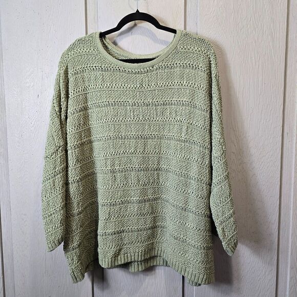 NWOT Chico's Shine Stitch Detail Pullover Simple Sweater Sz XXL‎ Olive Green - Picture 2 of 9